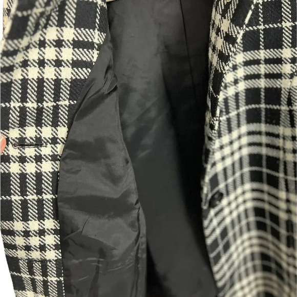Anne Taylor Plaid Peacoat Size 6 Black & White Recycled Wool Blend Women’s - Picture 9 of 11